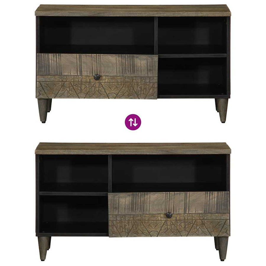 Tv-meubel 80x33x46 cm massief mangohout zwart
