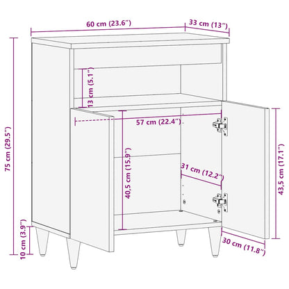Dressoir 60x33x75 cm massief mangohout