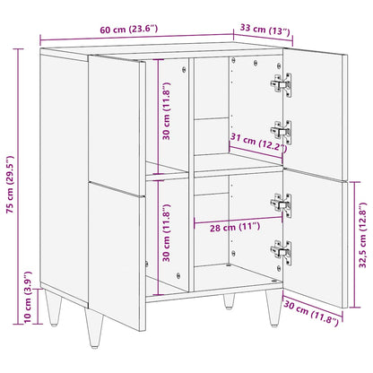 Dressoir 60x33x75 cm massief mangohout
