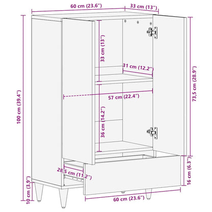 Hoge kast 60x33x110 cm massief mangohout