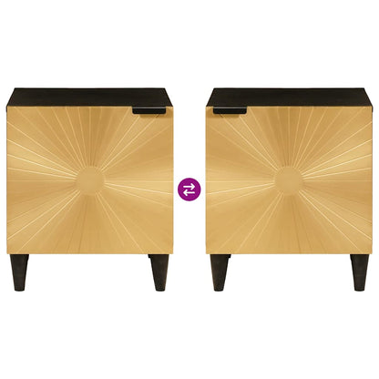 Nachtkastje 2 pcs Zwart en Goud 40 x 33.5 x 46 cm