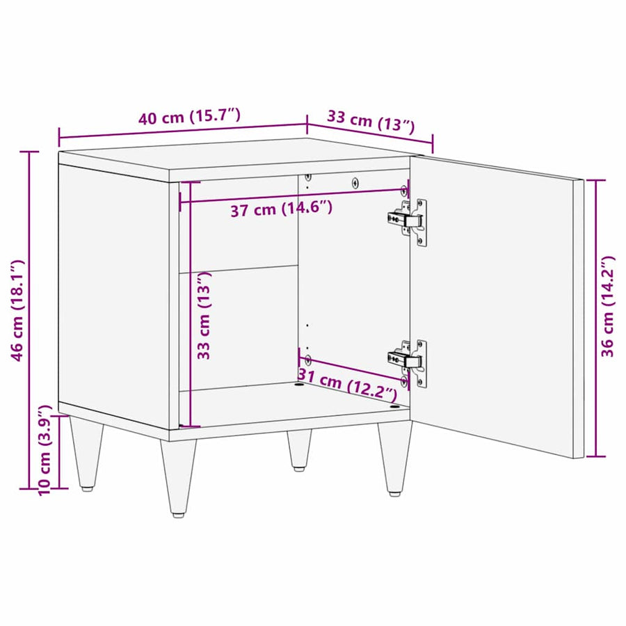 Nachtkastje 2 pcs Zwart en Goud 40 x 33.5 x 46 cm