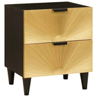 Nachtkastje massief mangohout zwart goud 40x33.5x46 cm