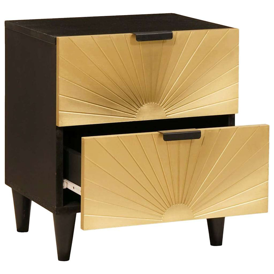 Nachtkastje Zwart en Goud 40 x 33.5 x 46 cm massief mangohout