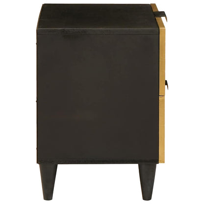 Nachtkastje Zwart en Goud 40 x 33.5 x 46 cm massief mangohout
