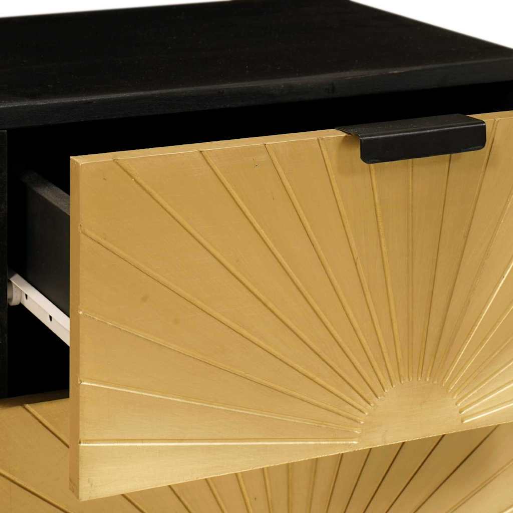 Nachtkastje met lade 2 pcs Zwart en Goud 40 x 33.5 x 46 cm