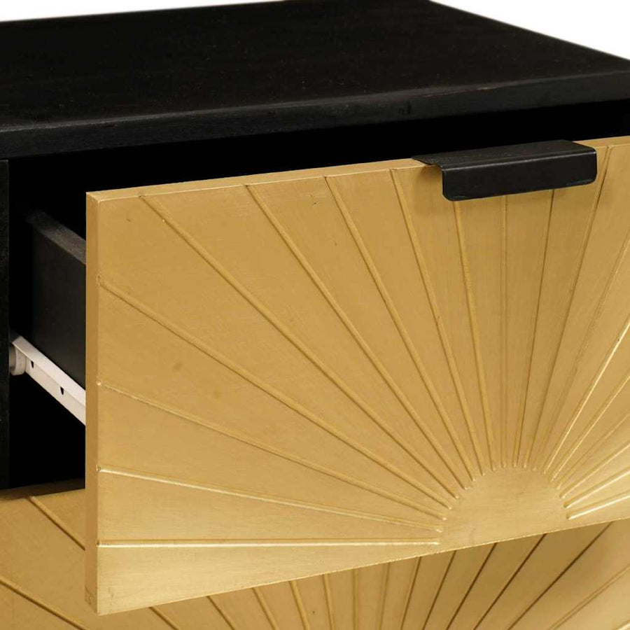 Nachtkastje met lade 2 pcs Zwart en Goud 40 x 33.5 x 46 cm