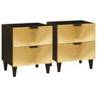 Nachtkastje 40x33.5x46 cm massief mangohout zwart goud 2 stuks