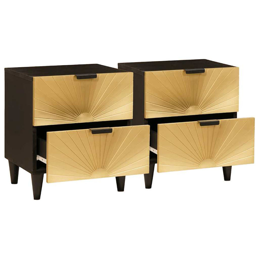 Nachtkastje met lade 2 pcs Zwart en Goud 40 x 33.5 x 46 cm