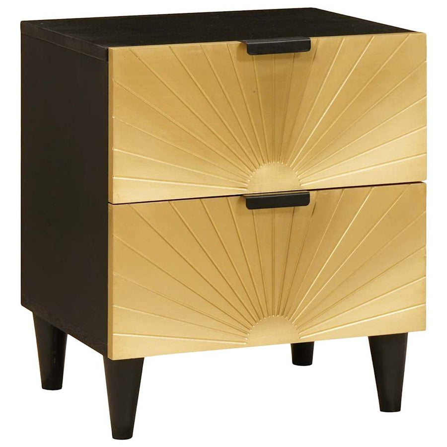 Nachtkastje met lade 2 pcs Zwart en Goud 40 x 33.5 x 46 cm