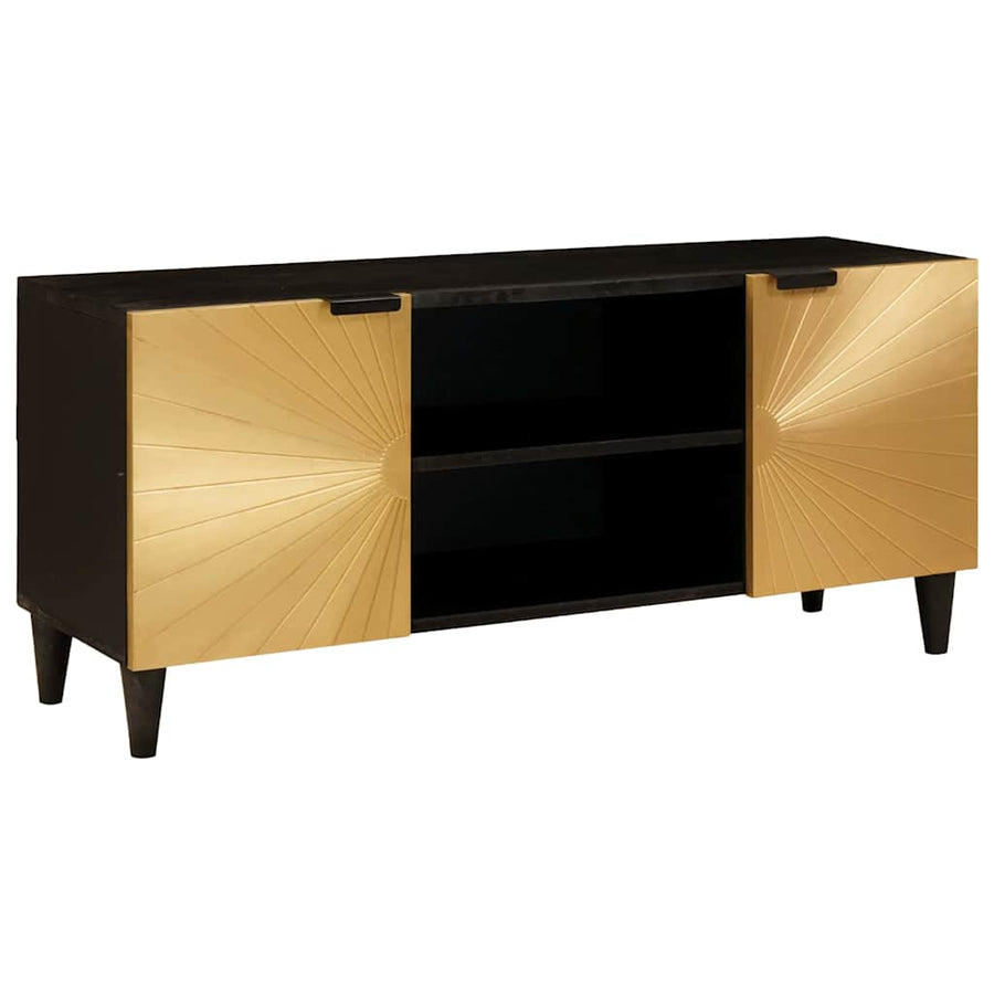 TV-kast met plank Zwart en Goud 105 x 33 x 46 cm Bewerkt hout