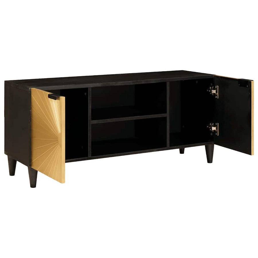 TV-kast met plank Zwart en Goud 105 x 33 x 46 cm Bewerkt hout