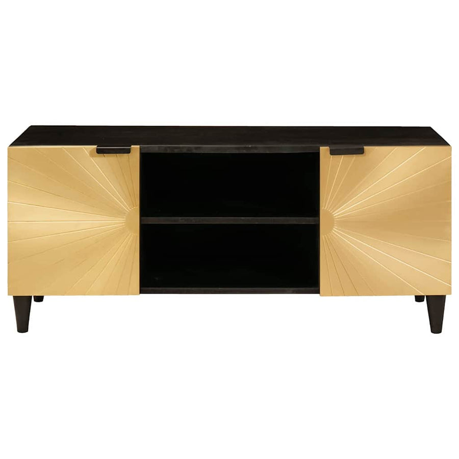 TV-kast met plank Zwart en Goud 105 x 33 x 46 cm Bewerkt hout