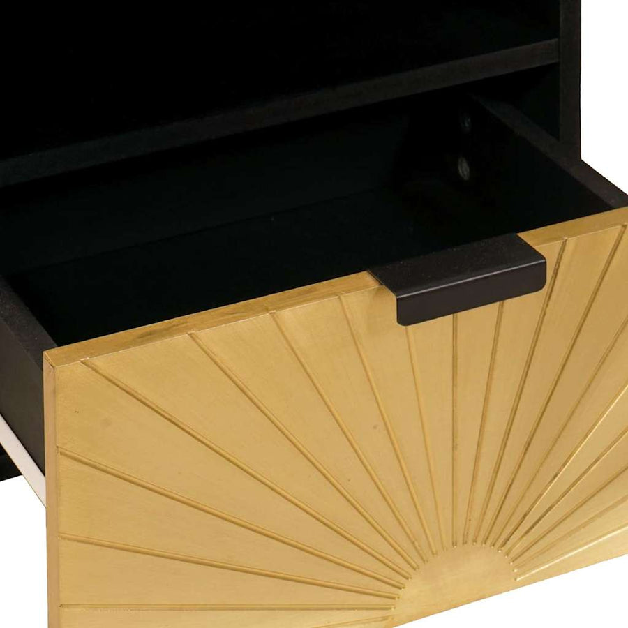 TV-kast met lade Zwart en Goud 70 x 33 x 46 cm Bewerkt hout