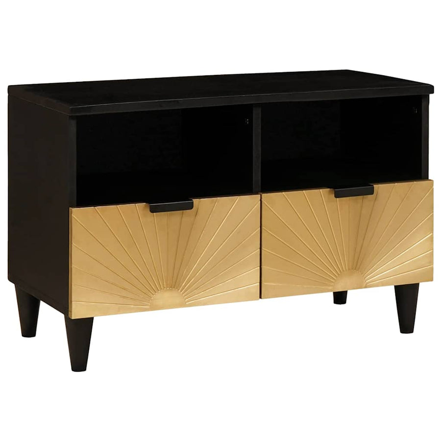 TV-kast met lade Zwart en Goud 70 x 33 x 46 cm Bewerkt hout