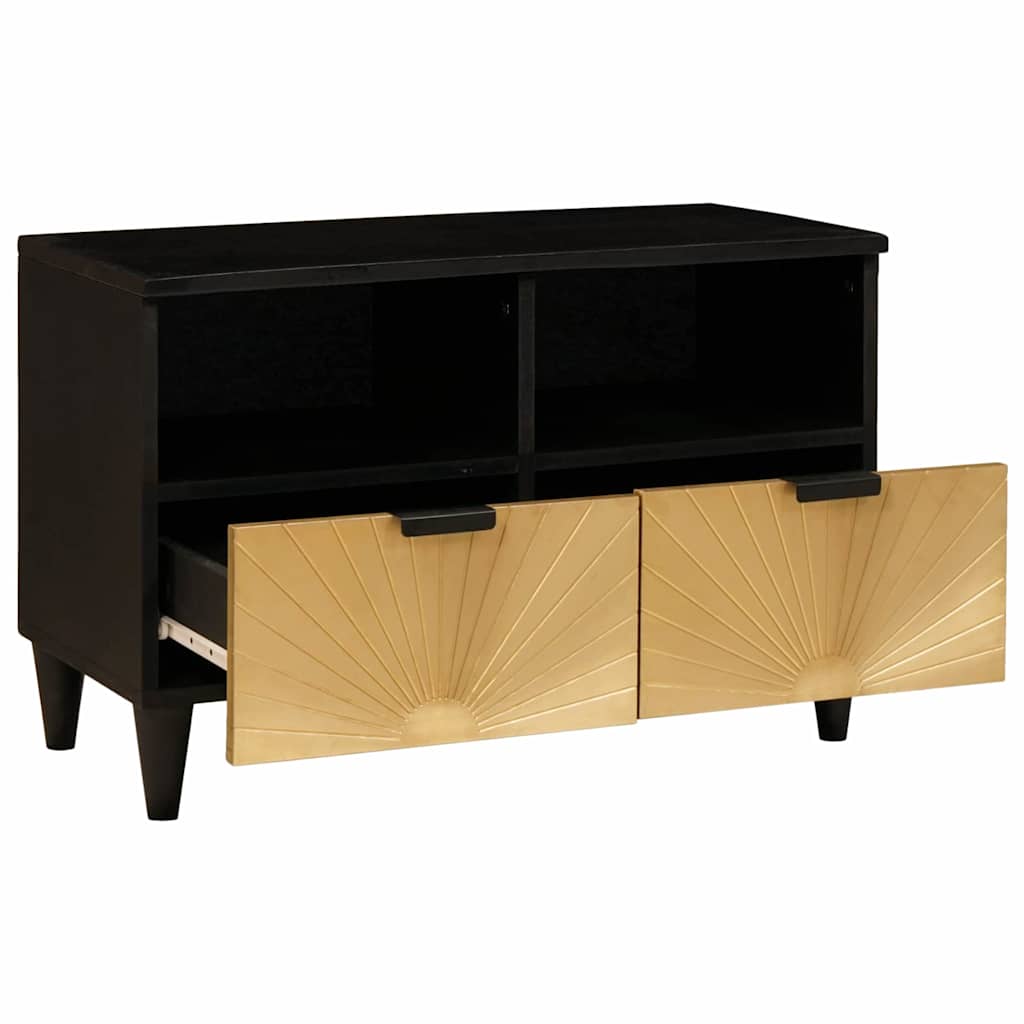 TV-kast met lade Zwart en Goud 70 x 33 x 46 cm Bewerkt hout