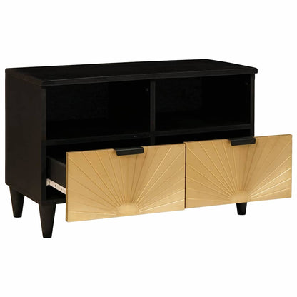 TV-kast met lade Zwart en Goud 70 x 33 x 46 cm Bewerkt hout