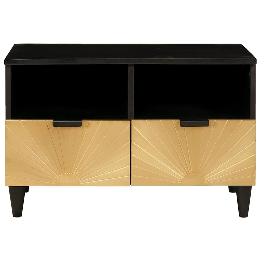 TV-kast met lade Zwart en Goud 70 x 33 x 46 cm Bewerkt hout