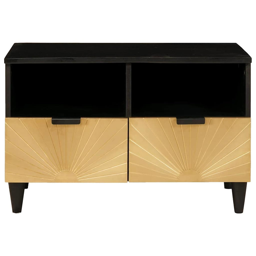 TV-kast met lade Zwart en Goud 70 x 33 x 46 cm Bewerkt hout