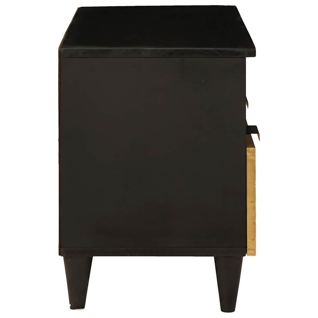 TV-kast met lade Zwart en Goud 70 x 33 x 46 cm Bewerkt hout