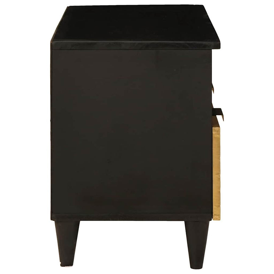 TV-kast met lade Zwart en Goud 70 x 33 x 46 cm Bewerkt hout