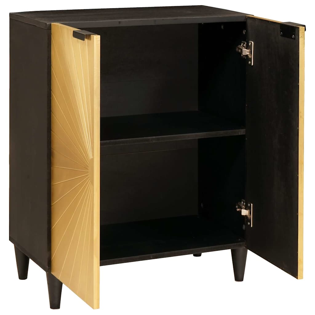 Dressoir Zwart en Goud 60 x 33 x 75 cm Massief Mango Hout