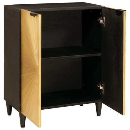 Dressoir Zwart en Goud 60 x 33 x 75 cm Massief Mango Hout