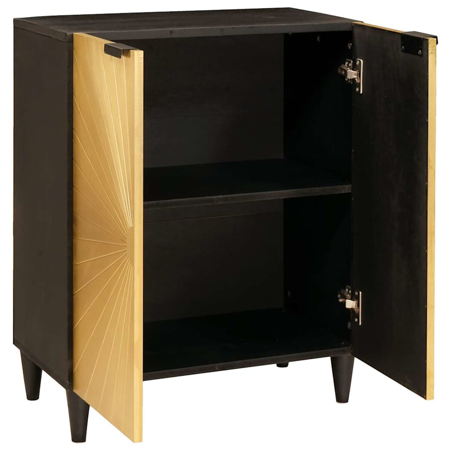 Dressoir Zwart en Goud 60 x 33 x 75 cm Massief Mango Hout