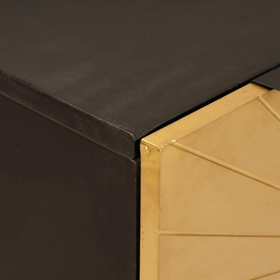 Dressoir Zwart en Goud 60 x 33 x 75 cm Massief Mango Hout