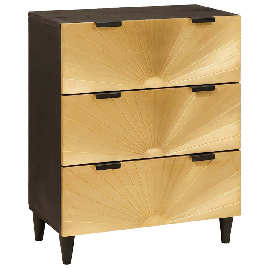 Dressoir Zwart en Goud 60 x 33 x 75 cm Massief Mango Hout