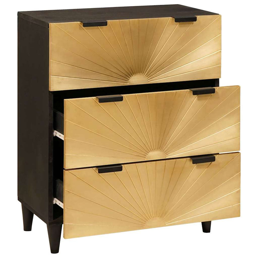 Dressoir Zwart en Goud 60 x 33 x 75 cm Massief Mango Hout