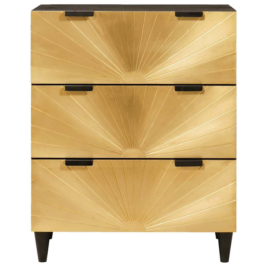 Dressoir Zwart en Goud 60 x 33 x 75 cm Massief Mango Hout