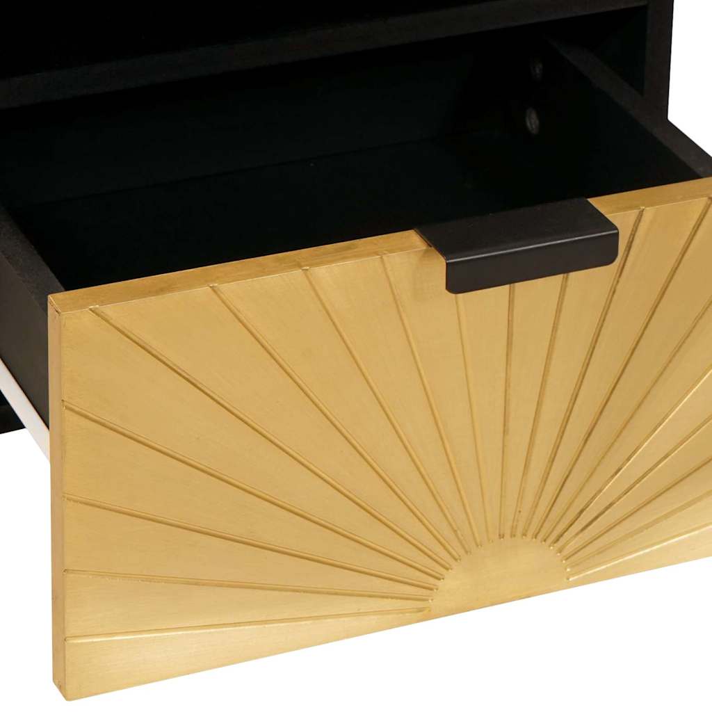 Nachtkastje met lade 2 pcs Zwart en Goud 40 x 33 x 46 cm