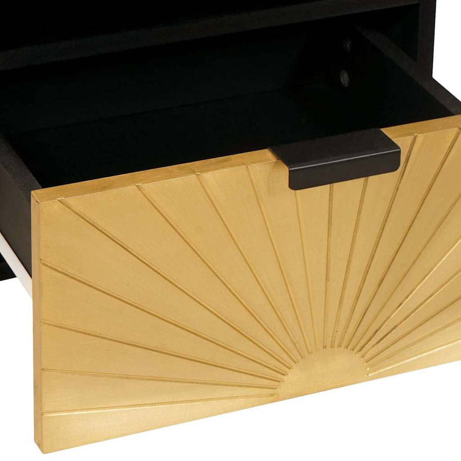 Nachtkastje met lade 2 pcs Zwart en Goud 40 x 33 x 46 cm