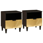 Nachtkastje 2 stuks massief mangohout zwart goud 40x33x46 cm
