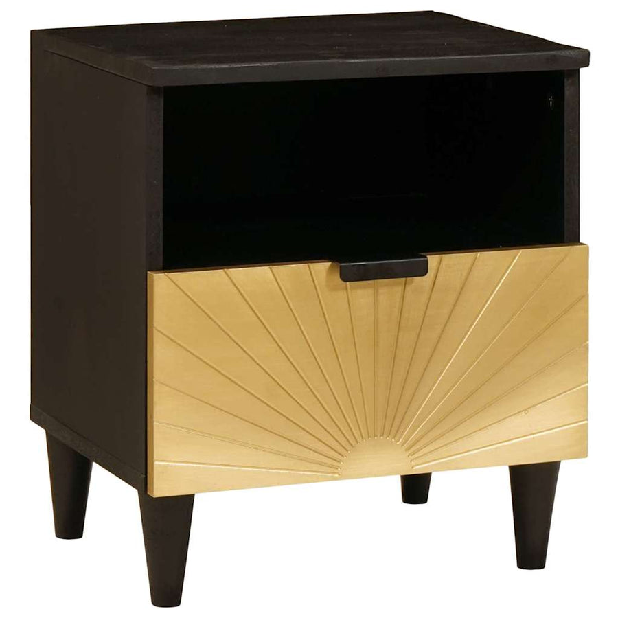 Nachtkastje met lade 2 pcs Zwart en Goud 40 x 33 x 46 cm