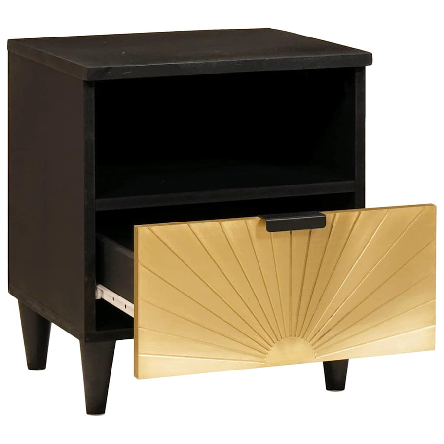 Nachtkastje met lade 2 pcs Zwart en Goud 40 x 33 x 46 cm