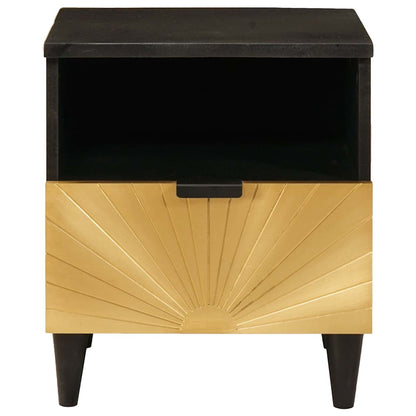 Nachtkastje met lade 2 pcs Zwart en Goud 40 x 33 x 46 cm