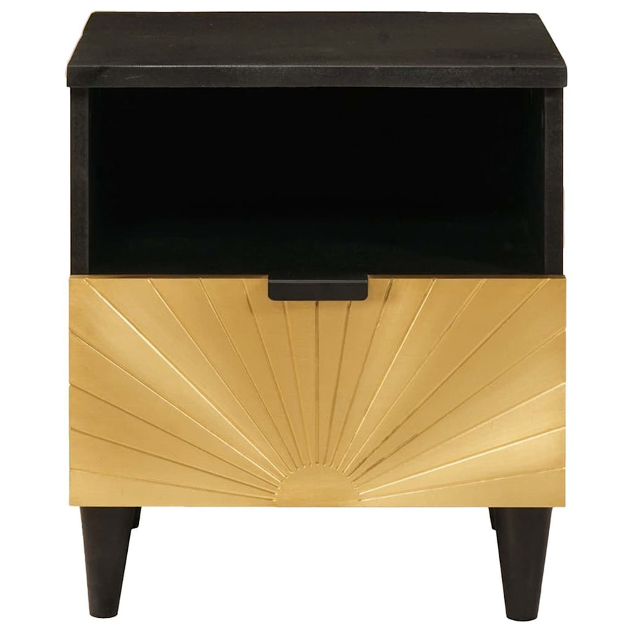 Nachtkastje met lade 2 pcs Zwart en Goud 40 x 33 x 46 cm