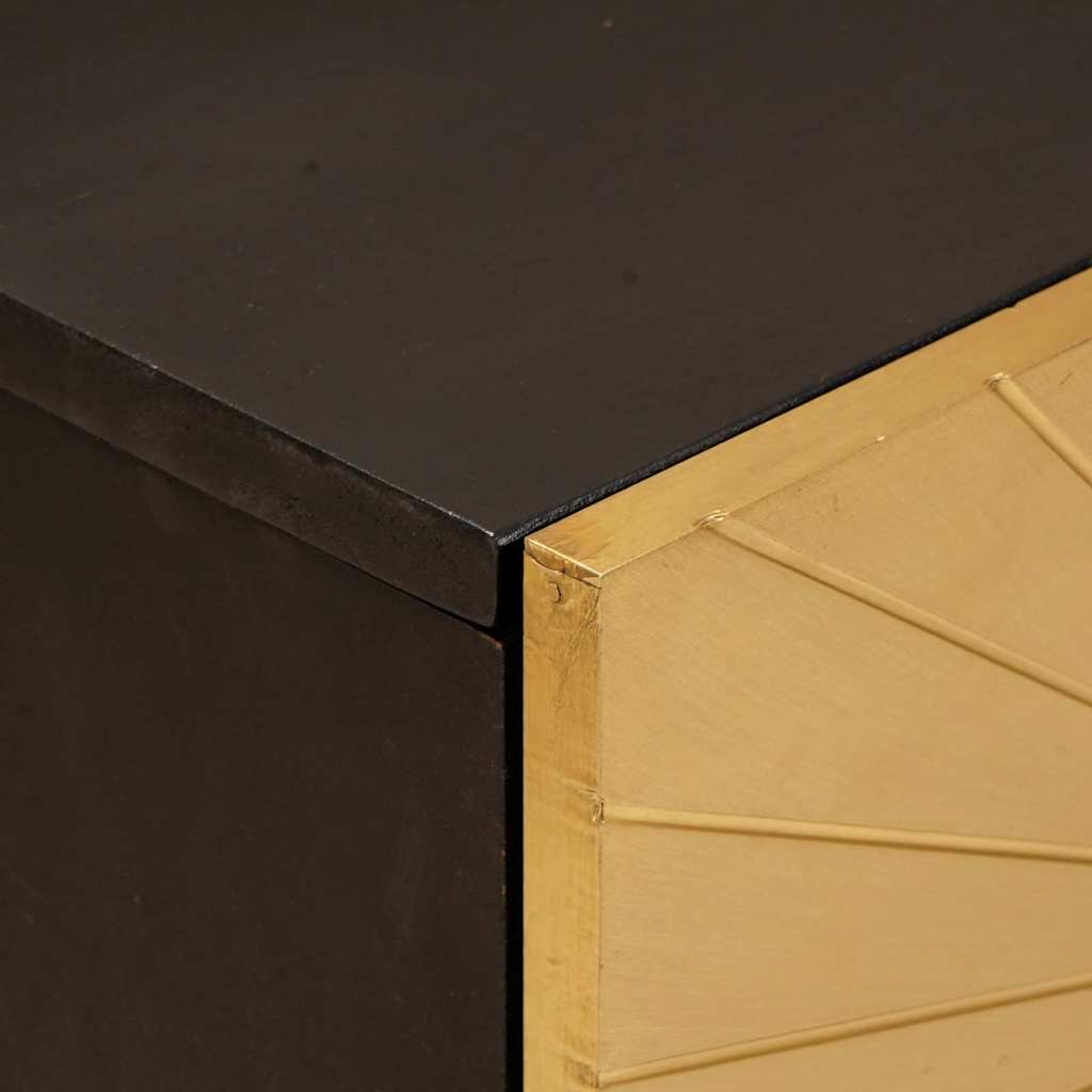 Nachtkastje Zwart en Goud 50 x 33 x 60 cm massief mangohout
