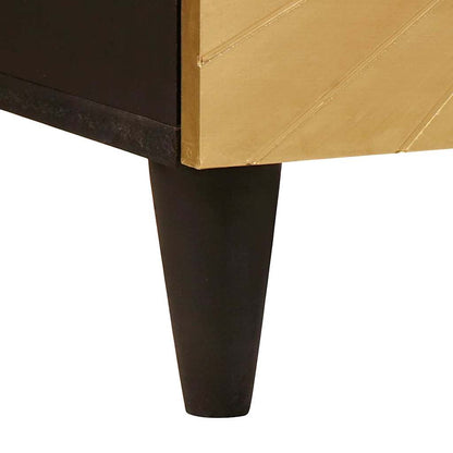 Nachtkastje Zwart en Goud 50 x 33 x 60 cm massief mangohout
