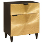 Nachtkastje 50x33x60 cm massief mangohout zwart goud
