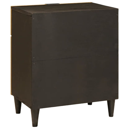 Nachtkastje Zwart en Goud 50 x 33 x 60 cm massief mangohout