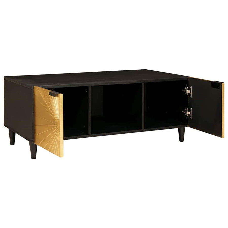 Salontafel Zwart en Goud 100 x 54 x 40 cm massief mangohout