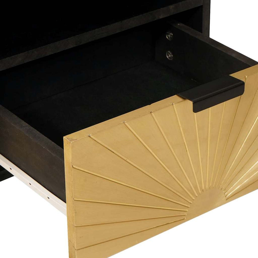 Salontafel Zwart en Goud 80 x 54 x 40 cm massief mangohout