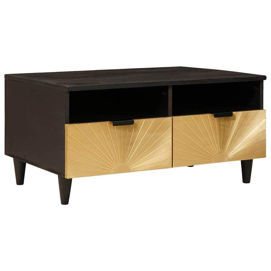 Salontafel Zwart en Goud 80 x 54 x 40 cm massief mangohout