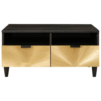 Salontafel Zwart en Goud 80 x 54 x 40 cm massief mangohout