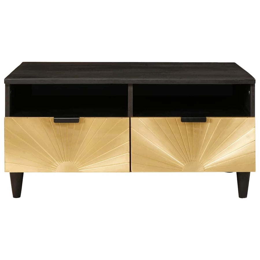 Salontafel Zwart en Goud 80 x 54 x 40 cm massief mangohout