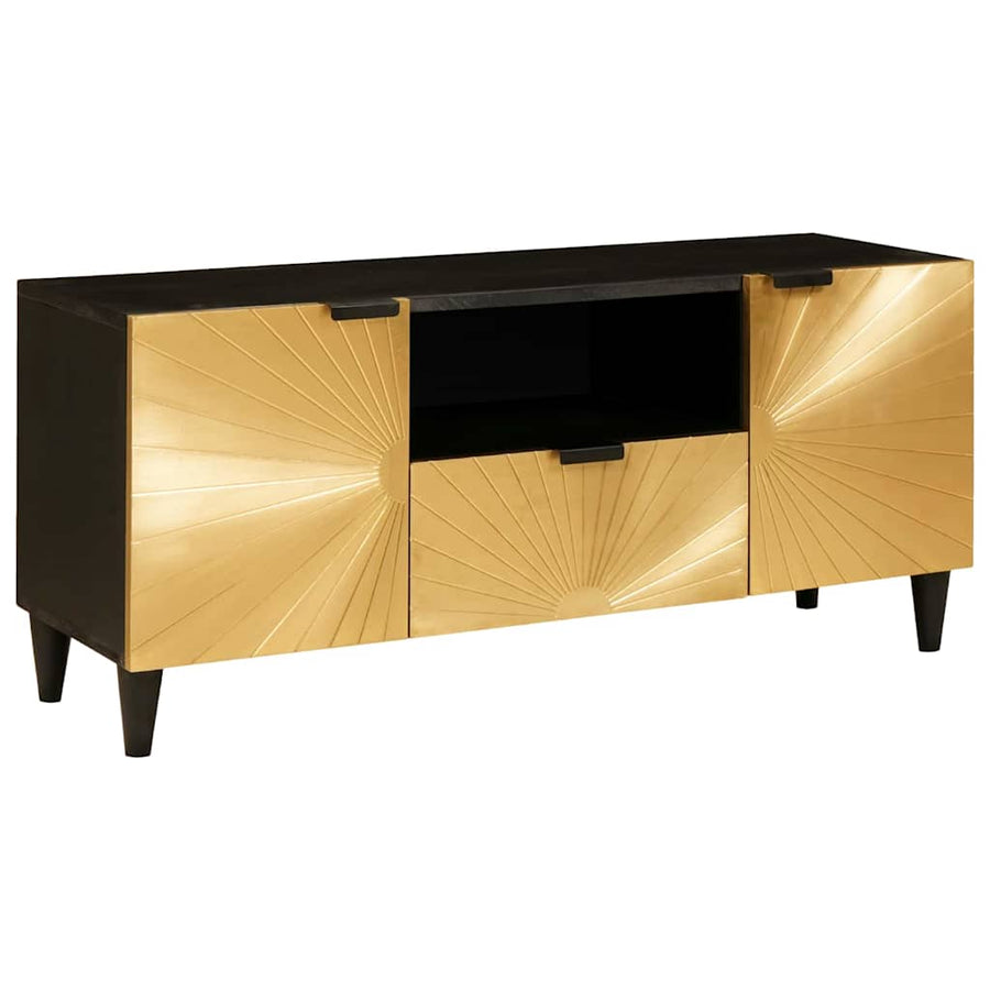 TV-kast met lade Zwart en Goud 105 x 33 x 46 cm Bewerkt hout