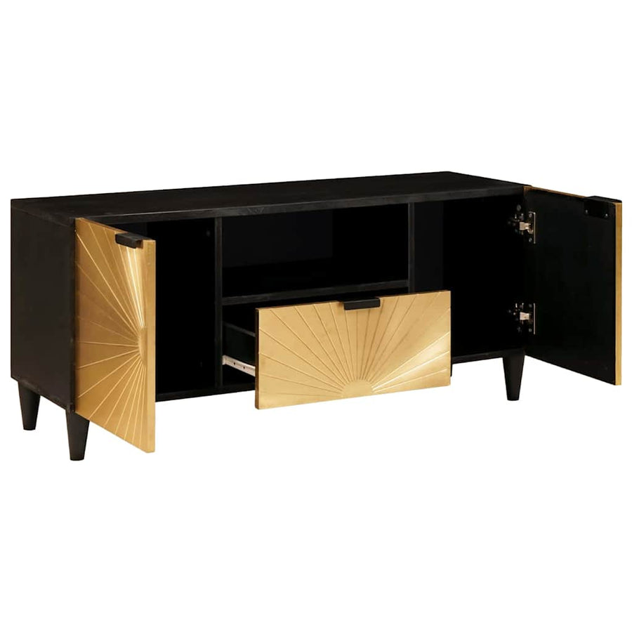 TV-kast met lade Zwart en Goud 105 x 33 x 46 cm Bewerkt hout